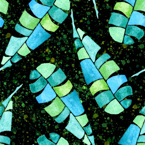 Trópusi varrat nélküli mintát. Akvarell naiv palm l — Stock Fotó