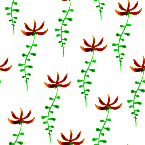 Χαριτωμένο ακουαρέλα floral μοτίβο άνευ ραφής. Πράσινο boh — Φωτογραφία Αρχείου