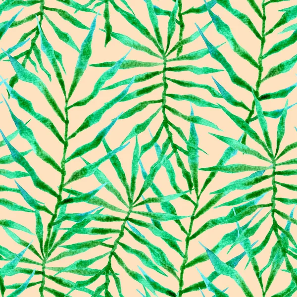 Tropická vzor bezešvé. Akvarelu ožehavé palm — Stock fotografie