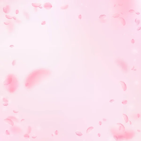 Płatki Sakury spadają. Romantyczne różowe kwiaty — Wektor stockowy