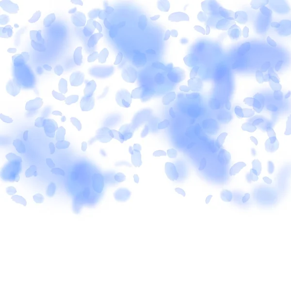 파란색 아래로 떨어지는입니다 여분의 로맨틱 그라데이션입니다 사각형 바탕에 꽃잎을 로맨스 — 스톡 벡터