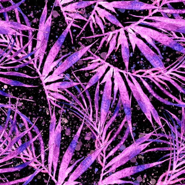 Tropical seamless pattern. Watercolor chaotic palm