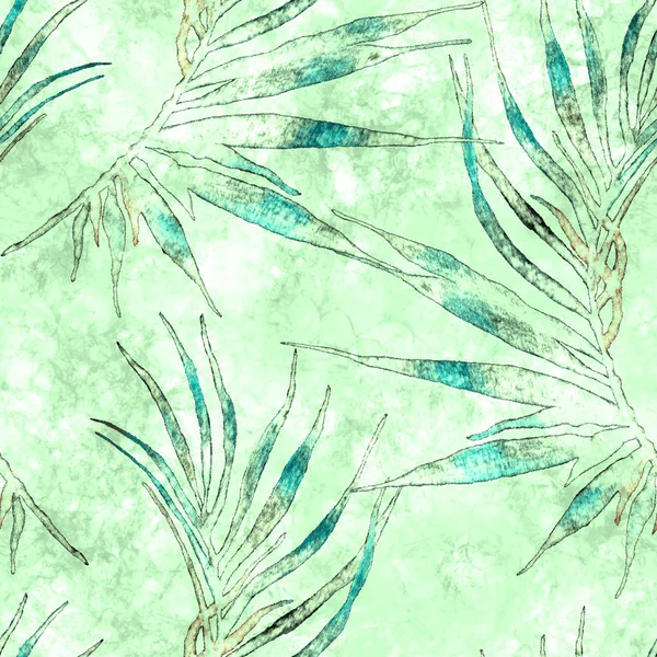 Tropical seamless pattern. Watercolor curved palm 