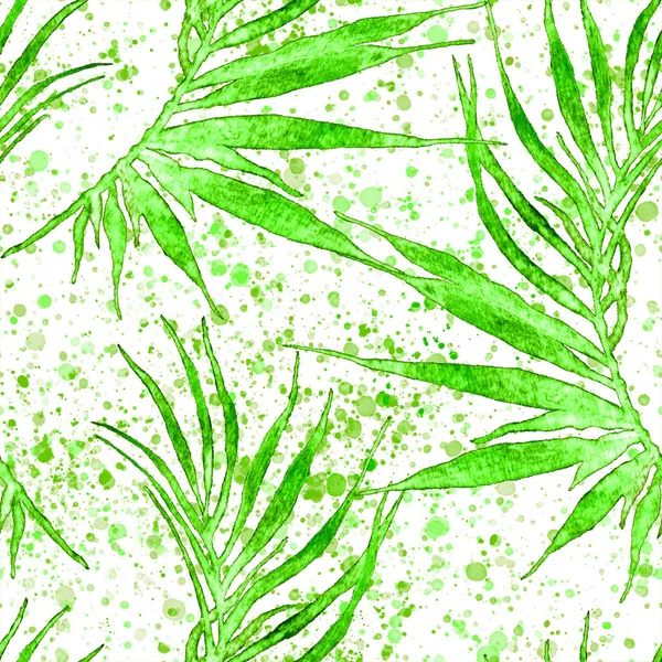 Tropical seamless pattern. Watercolor curved palm 