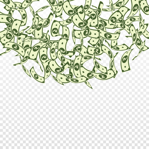 Indian rupee notes falling. Floating INR bills on 