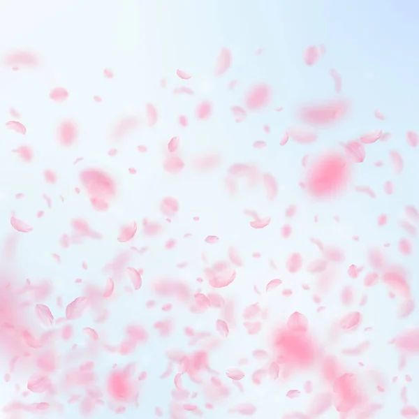 사쿠라 꽃잎이 떨어진다. 낭만적 인 분홍색 꽃들 — 스톡 벡터