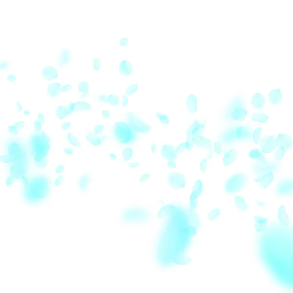 Pétales Fleurs Turquoise Tombant Fleurs Romantiques Élégantes Tombant Pluie Flying — Image vectorielle