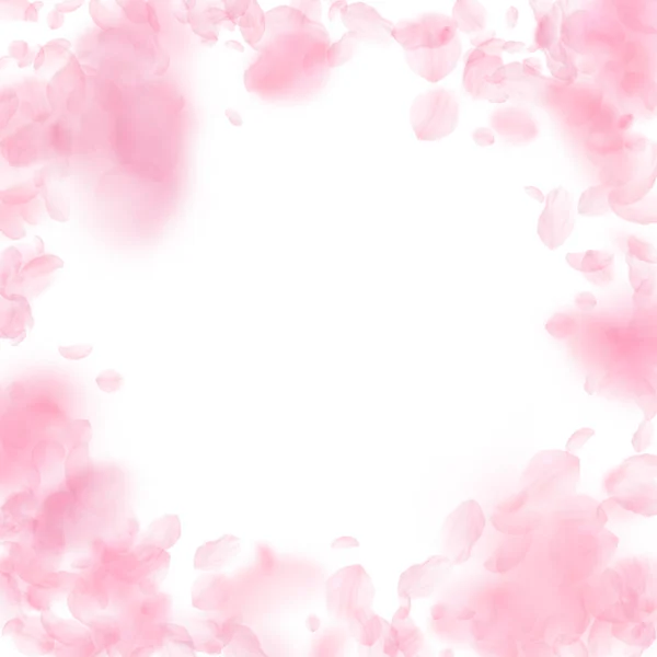 Petali di Sakura che cadono. Fiori rosa romantici — Vettoriale Stock