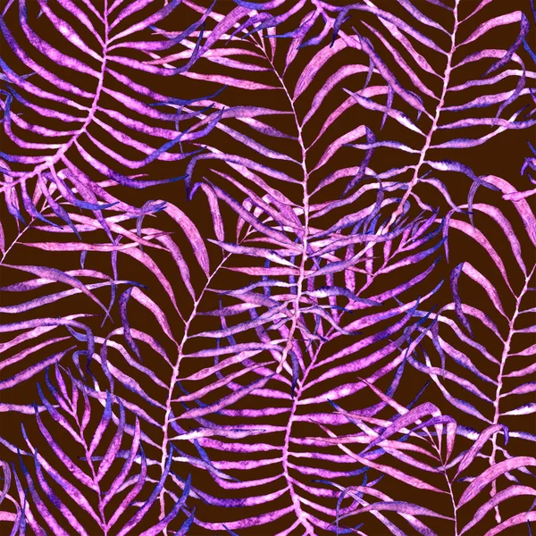 Tropical seamless pattern. Watercolor tangled palm