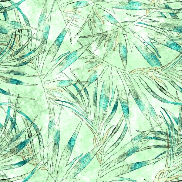 Tropical seamless pattern. Watercolor chaotic palm