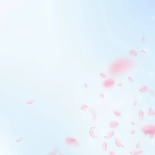 Des pétales de Sakura tombent. Fleurs roses romantiques — Image vectorielle