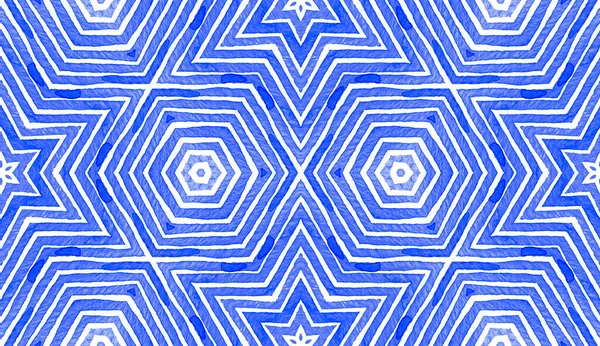 Blauwe Geometrische Aquarel. Schattig naadloos patroon. — Stockfoto