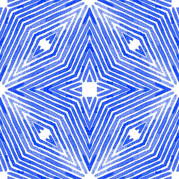 Blauwe Geometrische Aquarel. Schattig naadloos patroon. — Stockfoto