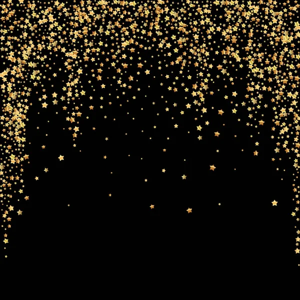 Zlaté hvězdy, luxusní třpytivé konfety. Rozptýlený sm — Stockový vektor