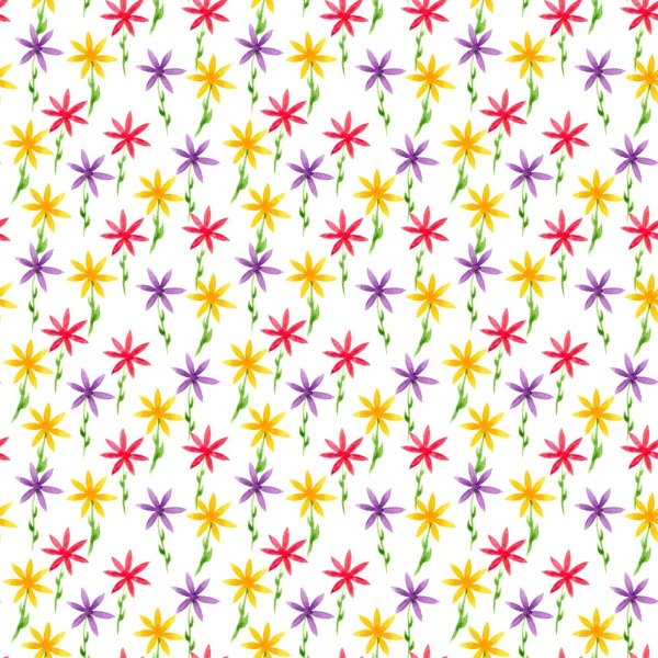 Cute watercolor floral seamless pattern. Colorful