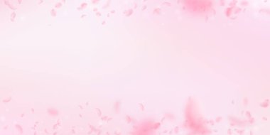 Sakura yaprakları dökülüyor. Romantik pembe çiçekler 