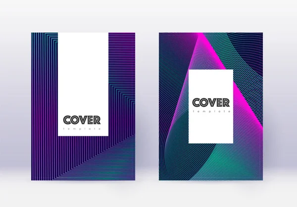 Set di modelli di design per cover Hipster. Neon astratto l — Vettoriale Stock