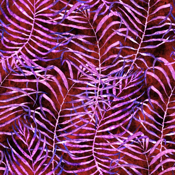 Tropical seamless pattern. Watercolor tangled palm