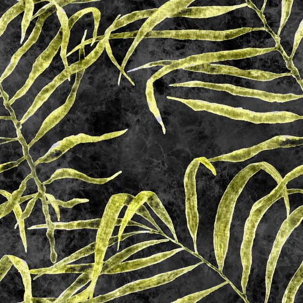 Tropical seamless pattern. Watercolor swaying palm