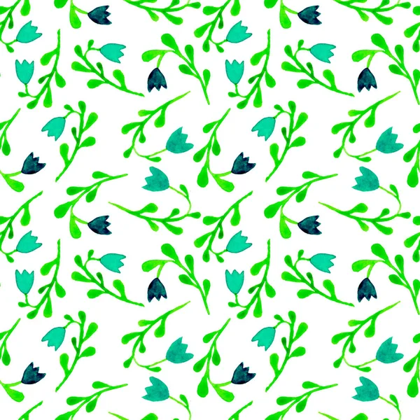 Cute watercolor floral seamless pattern. Green boh — Stock Photo, Image