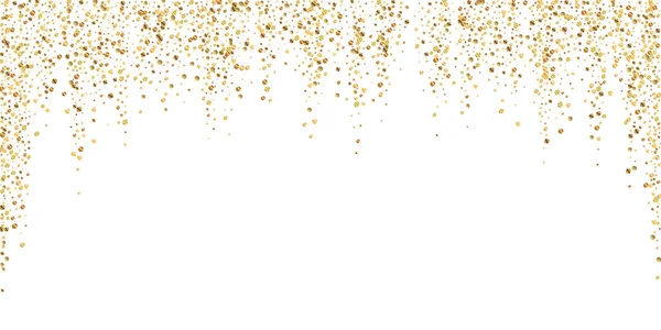 Gold glitter falling particles on white background. Vector — Stock