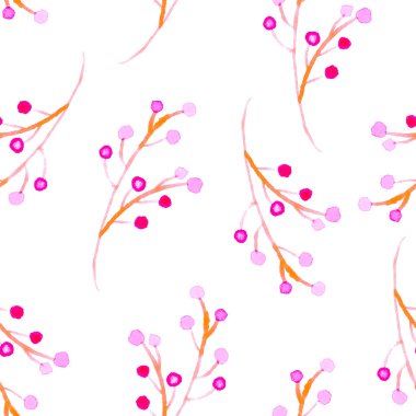 Şirin suluboya çiçek seamless modeli. Pembe boho