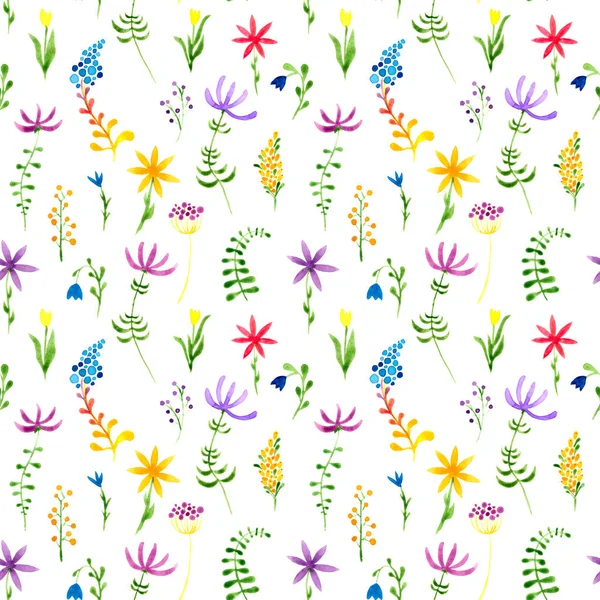 Cute watercolor floral seamless pattern. Colorful — Stock Photo, Image