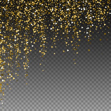 Altın üçgenler, ışıl ışıl konfeti. Scattere
