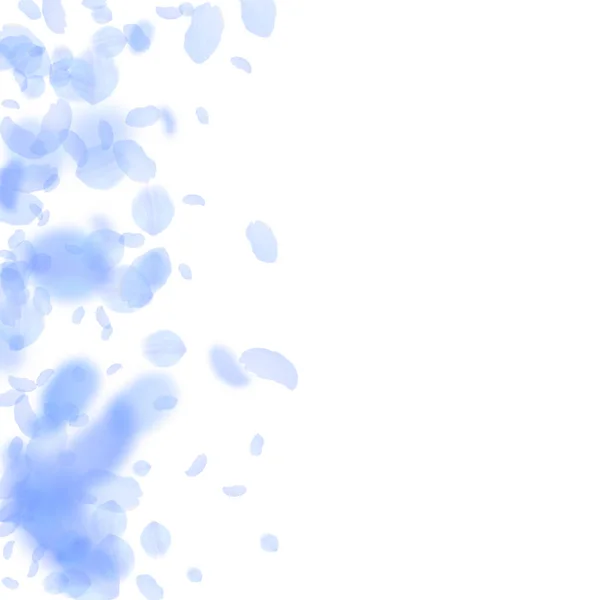 Pétales de fleurs bleu foncé tombant. Rom puissant — Image vectorielle
