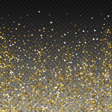 Altın üçgenler, ışıl ışıl konfeti. Scattere