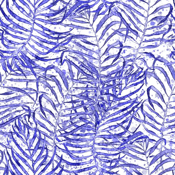 Tropical seamless pattern. Watercolor tangled palm