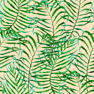 Tropikal seamless modeli. Sulu boya karışık palm