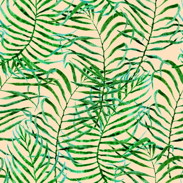 Tropical seamless pattern. Watercolor tangled palm