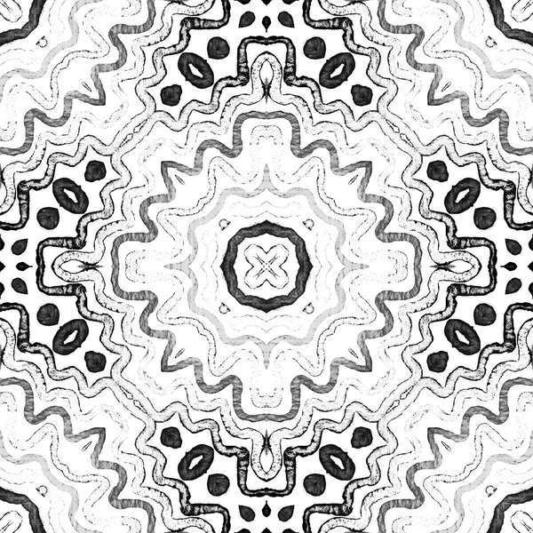 Dark Black White Geometric Watercolor Decent Seamless Pattern Hand Drawn — Stock Photo, Image