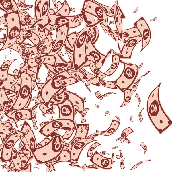 Des notes en rouble russe tombent. Factures RUB désordonnées sur wh — Image vectorielle