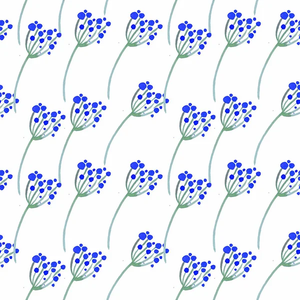 Ładny akwarela kwiatowy wzór bez szwu. Boho niebieski — Zdjęcie stockowe