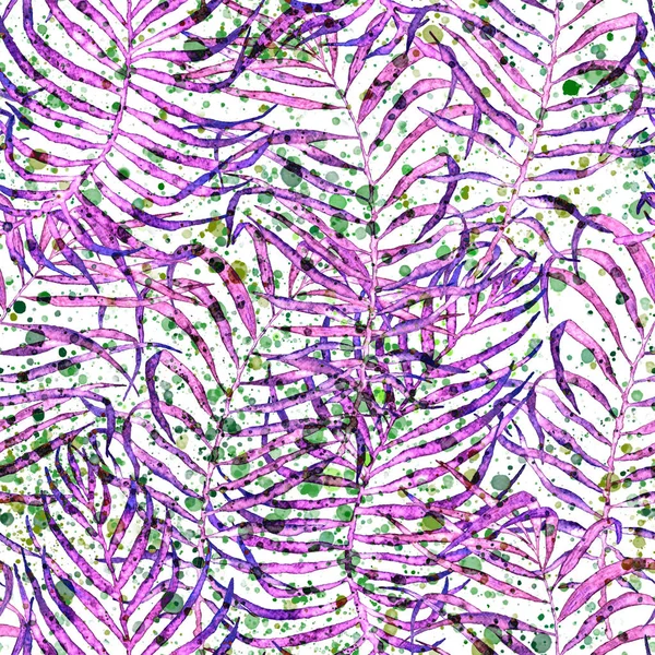 Tropical seamless pattern. Watercolor tangled palm