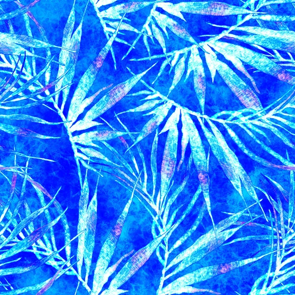 Tropical seamless pattern. Watercolor chaotic palm