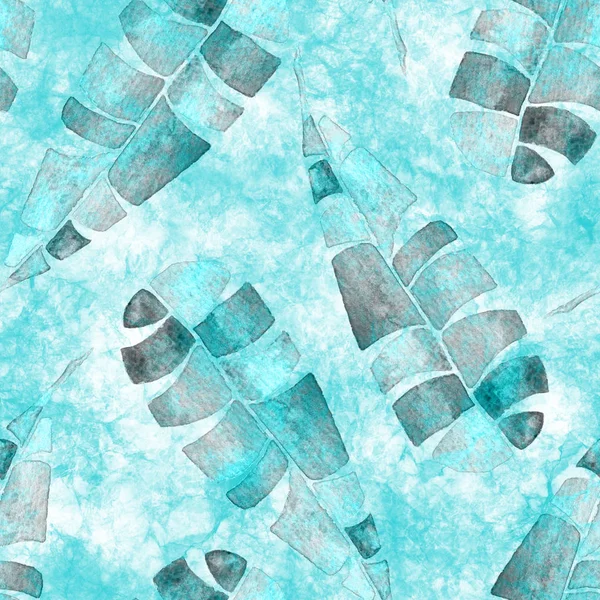 Tropical seamless pattern. Watercolor naive palm l