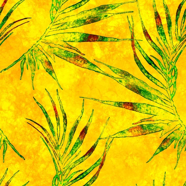 Tropical seamless pattern. Watercolor curved palm 