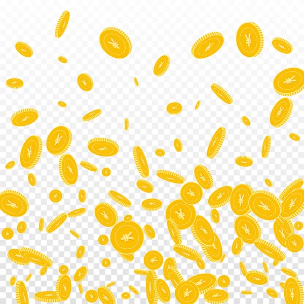 Chinese yuan coins falling. Scattered disorderly C — Stock Vector