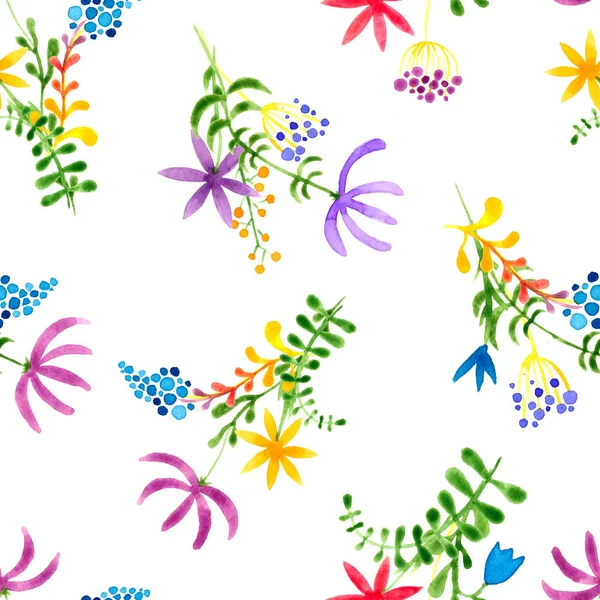 Χαριτωμένο ακουαρέλα floral μοτίβο άνευ ραφής. Πολύχρωμο — Φωτογραφία Αρχείου