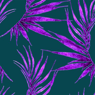 Tropikal seamless modeli. Suluboya eğri palm 