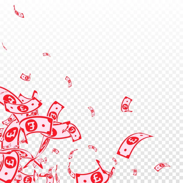 Les notes de livre sterling tombent. Factures GBP désordonnées sur tr — Image vectorielle