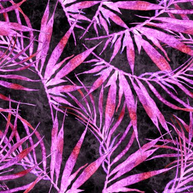 Tropikal seamless modeli. Suluboya kaotik palm