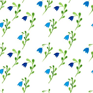 Şirin suluboya çiçek seamless modeli. Renkli 