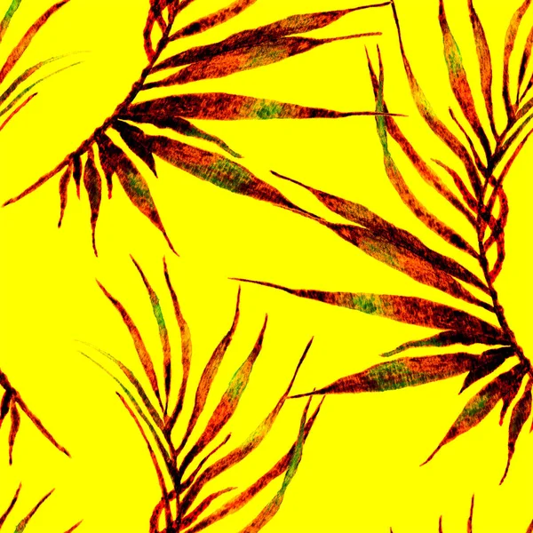 Tropikal seamless modeli. Suluboya eğri palm — Stok fotoğraf