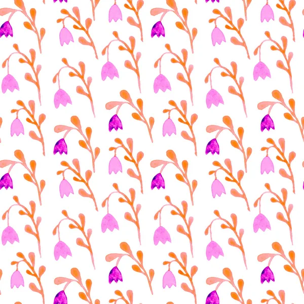 Cute watercolor floral seamless pattern. Pink boho — Stock Photo, Image