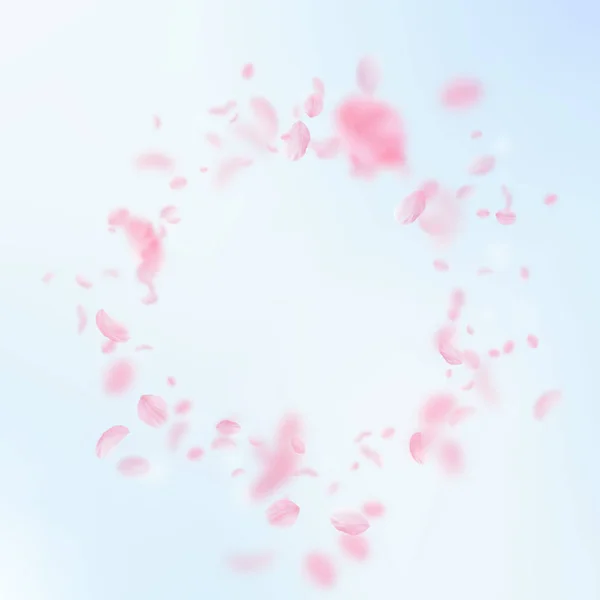 樱花花瓣飘落。浪漫的粉色花朵 — 图库矢量图片