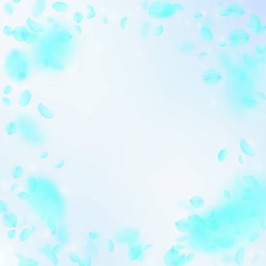 Turkuaz çiçek yaprakları dökülüyor. Güzel Romanti.